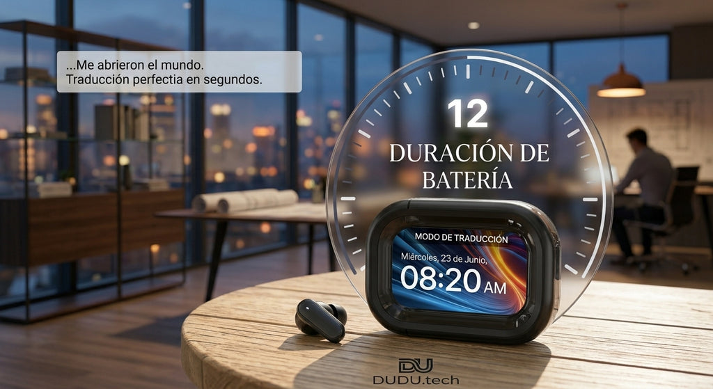 Audífonos con Traductor IA en Tiempo Real - Pantalla Táctil