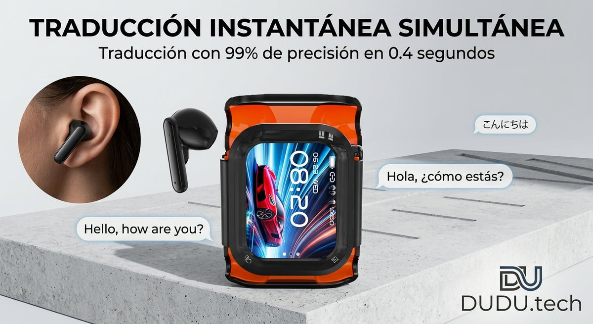 Audífonos con Traductor IA en Tiempo Real - Pantalla Táctil